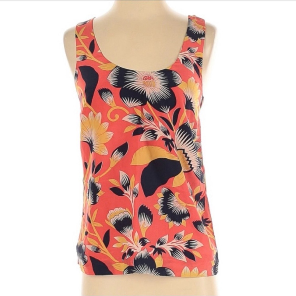 J. Crew Salmon Floral Pattern Sleeveless Silk Top Size 00